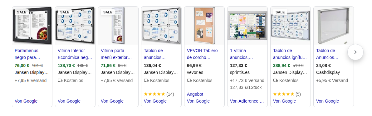 Suchanzeigen von Jansen Display bei Google